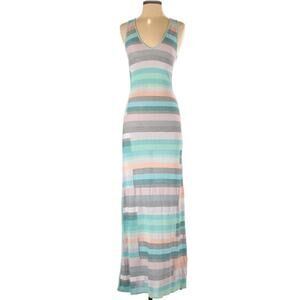 PARKER Sia stripe knit v-neck sleeveless high slit metallic maxi dress Size XS